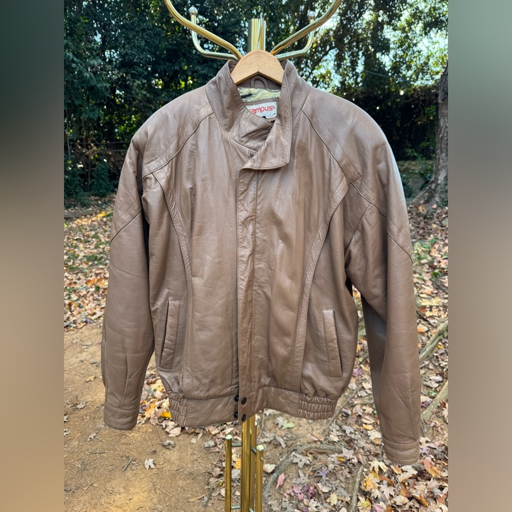 Rare Vintage Campus Lamb Skin Leather Bomber Jacket